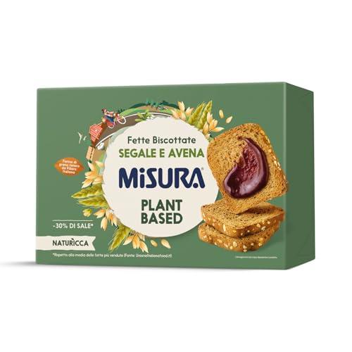 Misura Naturìcca Fette Biscottate Segale e Avena - Plant Based - Ricche di Fibre - Farina da Filiera Italiana - Adatte ai Vegani - Confezione da 320 gr con Carta Certificata FSC