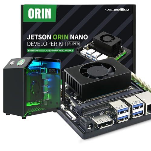 Yahboom Jetson Orin Nano SUPER 8GB Development Board Kit 67TOP, with Jetson Case, RGB Cooling, USB Microphone Camera, Electronic Kit Intelligence (Orin Nano 8GB Mini PC Kit)