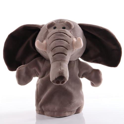 Proumhang Marionette a Mano per Bambini,Morbido Peluche Animale Zoo Marionetta per Bambini,Ragazzi,Ragazze,Grandi Bocche Mobili Elefante 25cm