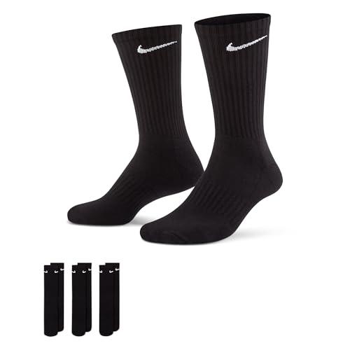 Nike Everyday Cush Crew 3Pr Calze Uomo, Nero (Black/White), 38-42