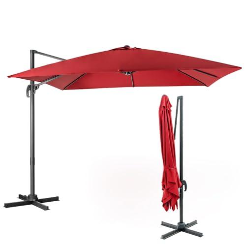 COSTWAY Ombrellone Giardino 300x300 cm, Inclinazione Regolabile (Rosso)