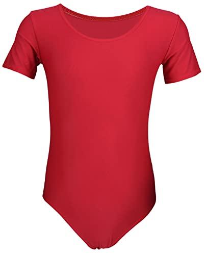 Aquarti Body da Danza con Maniche Corte per Bambina, Rosso, 134