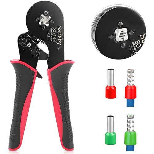 Pinza Crimpatrice Capicorda 16mm²-Pinza per Crimpare 0.08-16mm²/AWG28-5 &30pcs 10mm² Puntalini Elettrici a Crimpare &30pcs Puntali Contatti Elettrici da 16mm