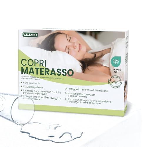 Coprimaterasso Matrimoniale Impermeabile 160 X 190 - Tessuto Spugna Di Bambù Naturale Super Morbido - Angoli Super Elastici Fino a 30 cm - Rinfrescante, Traspirante,Silenzioso, Antiacaro, Anallergico