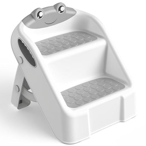Sgabello Bambini, Scalino Per Bambini bagno Robusto Scaletta a 2 Gradini per Bagno, Lavandino e Toilette, Compatta e Antiscivolo per Bagno, Cucina, WC e Lavandino, Sopporta Fino a 90 kg
