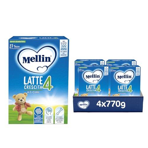 MELLIN 4 - Latte di Crescita in Polvere per Bambini - dal 2° al 3° anno - Confezione da 3080 grammi (4 pezzi da 770g)