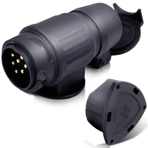 CXTM adattatore 13 a 7 poli, adattatore rimorchio 13 a 7 poli, adattatore presa rimorchio da 13 a 7 pin incl. copertura di parcheggio, sistemi a 12 V, per portabici, rimorchi per cavalli