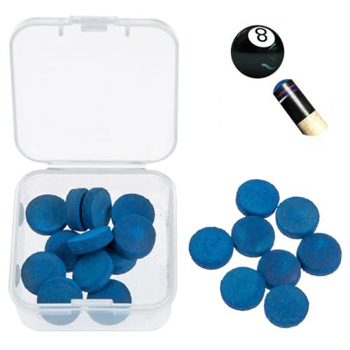 HNJUSR 20 Punte per Stecca da Biliardo da 10 mm, Punte di Ricambio con Scatola Trasparente,Ricambio Punte per Stecca da Biliardo per Stecche da Biliardo da Biliardo (Punte per Stecca Blu)