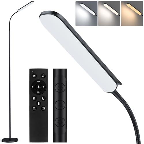 TRUMPETS Lampada da Terra LED Dimmerabile 18W 2200LM Piantana LED da Terra con Telecomando Magnetico, Regolazione lineare temperatura colore e luminosità, Timer 1H, per Soggiorno Letto Ufficio (18W)