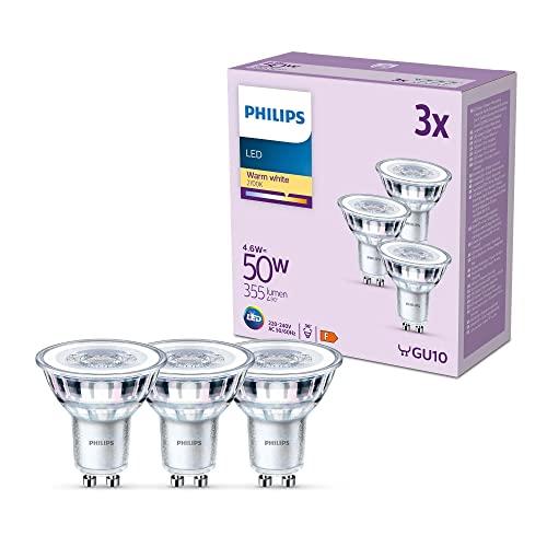 Philips LED, Faretto LED, Luce Bianca Calda, 50W, GU10, 3 pezzi