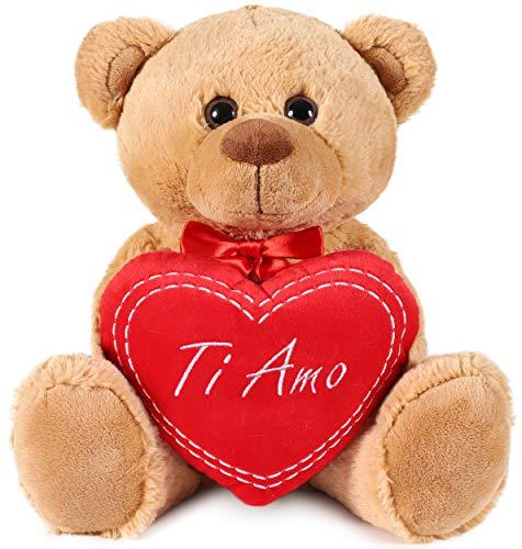 Brubaker Orsacchiotto Orso di Peluche con Scritta Ti Amo su Un Cuore di Peluche - 35 cm di Altezza