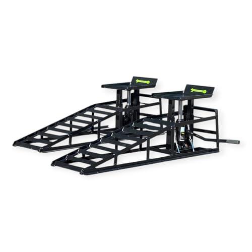 PrimeUtensili Rampe Sollevamento Auto con Martinetto Idraulico 2T, Set da 2T (Nero, 115.0 X 27.0 X 32.5 Centimetri)