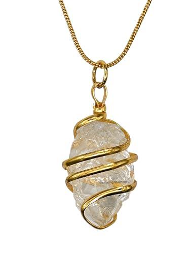 Collana di cristallo di Quarzo Trasparente - Regali di cristallo fatti a mano certificati e gioielli con cristalli curativi per le donne - Ciondolo di Quarzo Trasparente autentico come regalo