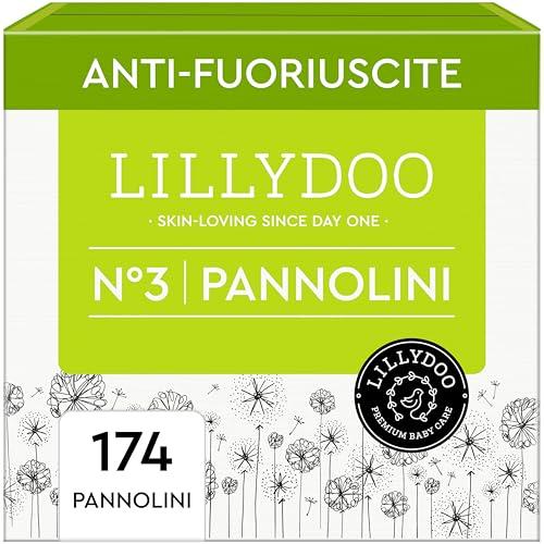 Pannolini LILLYDOO delicati sulla pelle - taglia 3 (6-10 kg), pacco scorta (174 unità), protezione contro le fuoriuscite, morbidi, senza profumi & lozioni e dermatologicamente testati