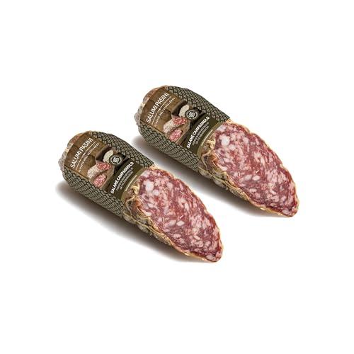 Salame Campagnolo trancio Salumi Pasini® | Prodotto artigianalmente con carne italiana| Confezione da 2 tranci | 2x200g