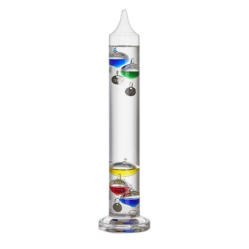 TFA Dostmann termometro analogico in vetro Galileo Galilei, 18.1016, a liquido, 33 cm, misurazione della temperatura interna, facile lettura, oggetto decorativo, da 18 a 26°C, colorato