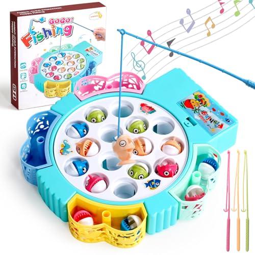 Pesca Giochi Bambini 3 Anni con 15 Piccoli Pesci, Gioco Pesca Bambini con Canna da Pesca Pesciolini Giochi Musica Educativi Interattivo Giocattoli Bambino 3 4 Anni Regalo Bambino 3 4 Anni Maschio