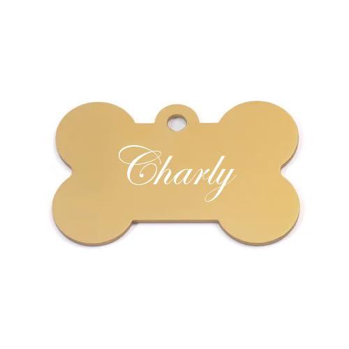 Medaglietta per Animali, Medaglia in Alluminio Annodizzato per Cane o Gatto, con Incisione Nome, Frase o Dedica Personalizzata, forma Osso, 4cm