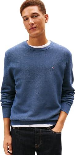 Tommy Hilfiger Essential Structure Crew Neck Mw0Mw36347, Maglione Pullover, Uomo, Blu (Aegean Sea), M