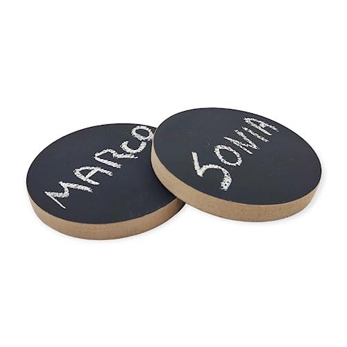 Sottobicchieri in MDF con Superficie Lavagna Set da 2 pezzi Scrivibili con Gessetto Bianco Diametro 9 cm Accessori per Tavola e Decorazione Idea regalo
