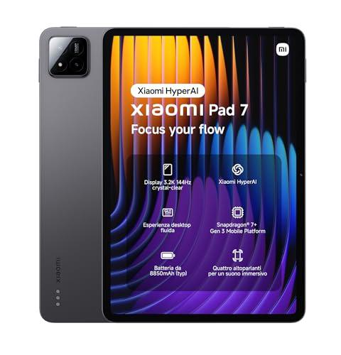 Xiaomi Pad 7, (Tablet) display da 11.2'', 8+128GB, Nero, batteria da 8850mAh, Ricarica Turbo da 45W, Xiaomi HyperAI (Alimentatore non incluso)