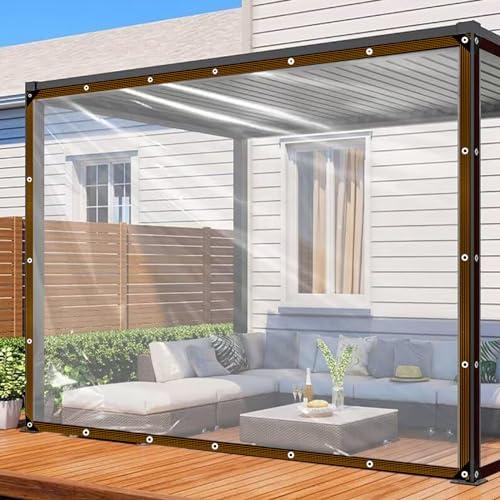Telone trasparente con occhielli, impermeabile, copertura antipioggia per mobili da giardino, piante, tetto per animali domestici (2 x 3 m)