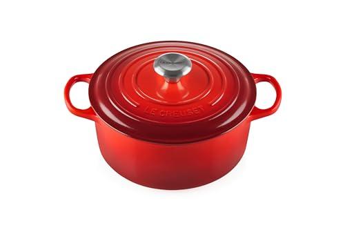 Le Creuset Cocotte rotonda Evolution in ghisa vetrificata con Coperchio, diameter 24 cm, Ciliegia, 21177240602430