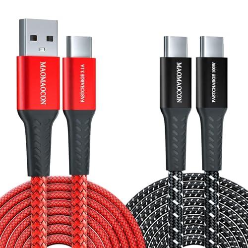 [2pcs 2m] 100W PD3.0 USB C a C Cavo di ricarica veloce + 3.1A USB A a C di in nylon intrecciato ricarica veloce Cavo per iPhone 16 Pro Samsung Galaxy S23 iPad Pro MacBook Air Tablet ecc