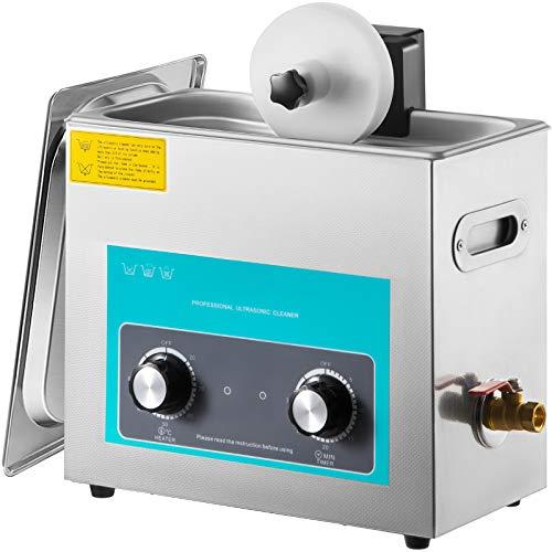 VEVOR Pulitore A Ultrasuoni Professionale Display Digitale, 6L Lavatrice Ultrasuoni in Vinile, 220V/50Khz con Funzione di Riscaldamento, Nero, per Pulizia di Gioielli, Occhiali