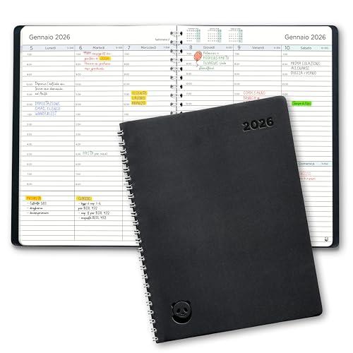 Diario di Smart Panda – Agenda Settimanale - Design Semplice per Stimolare la Produttività – Copertina Morbida, Intervalli di 30 Minuti – Calendario Annuale con Note – A4, in Italiano