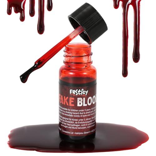 FESTICY Sangue Finto Halloween 15ml con Pennello I Sangue Finto Lavabile per Make Up e Trucchi Halloween 2025 I Ideale per Bambini e Adulti Perfetto per Costumi, Maschere e Vestiti