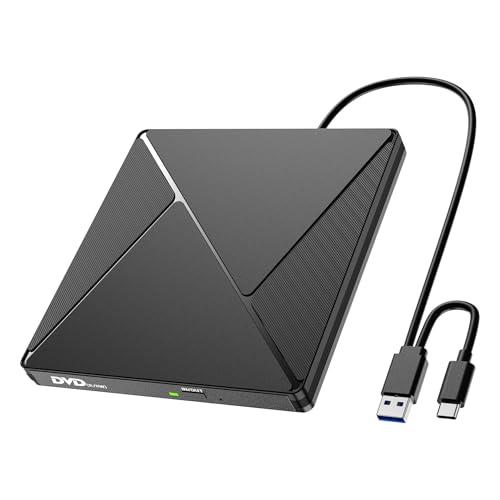 Umaniy Lettore DVD CD Esterno per PC Portatile, Masterizzatore CD/DVD +/-RW Drive CD ROM Unità DVD Esterne per Windows/XP/Vista/Linux/MacOS/Linux/Laptop/Desktop
