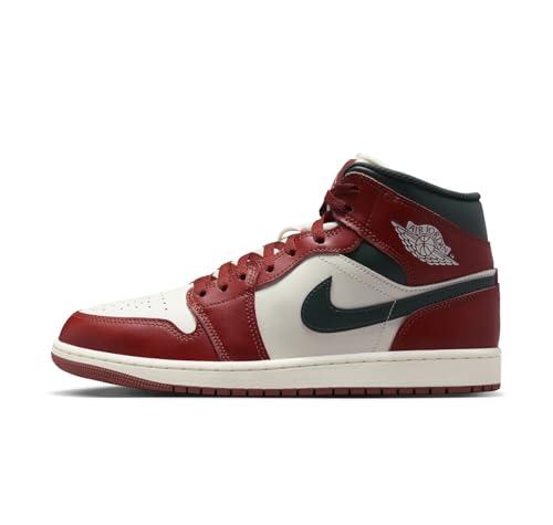 NIKE Air Jordan 1 Mid Scarpe da ginnastica da uomo, Sail Redstone Midnight Green, 43 EU