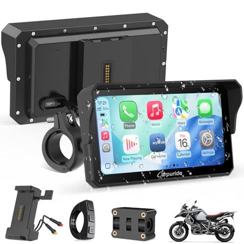 Carpuride W602S Pro Moto Carplay Schermo con BM05 per Plug-and-Play, Senza Fili CarPlay e Android Auto, 6,25
