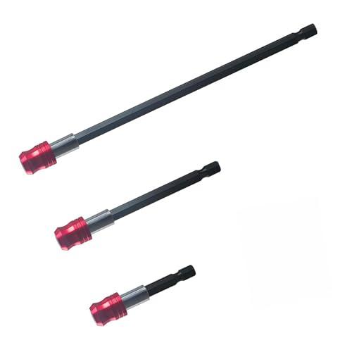 Set di 3 estensioni per punte da trapano, a sgancio rapido, magnetico, per cacciavite, avvitatore a percussione, adattatore per mandrino, attacco esagonale da 1/4