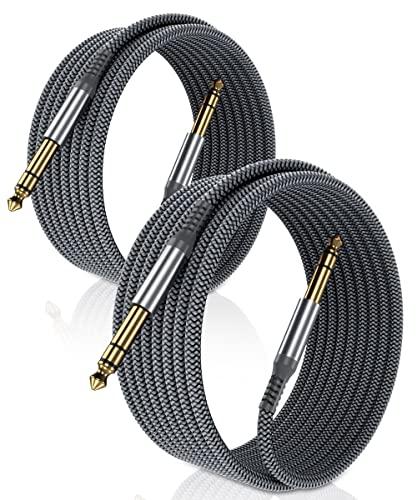 Elebase Electrical Product Cavo Audio Jack 6.3 mm 3M 2-Pezzi,Cavi Filo Doppio 6.35mm Maschio,Cable Guitar TRS Bilanciato 1/4 Pollici per Strumenti,Chitarra Elettrica,Basso,Tastiera Musicali
