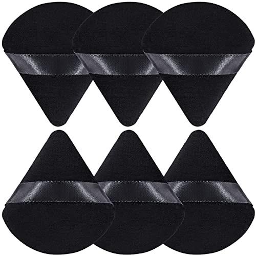 BEAKEY Triangolo Powder Puff Per Cipria Sciolta e Cosmetici Liquidi, Spugnette Trucco Make Up, Strumento di Trucco Per Fondotinta (6 Pezzi Nero)
