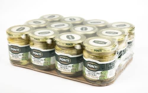Ponti Carciofini Interi sottolio, Carciofini interi in olio di semi di girasole, lavorati dal fresco, 12 vasetti da 190g