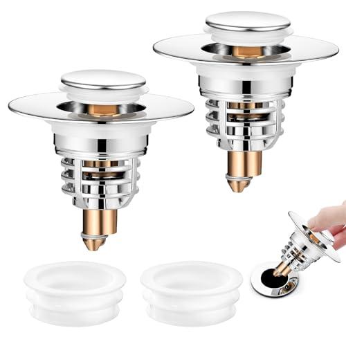 Diboniur 2 Pezzi Tappo Lavandino Bagno, Tappo bidet migliorato, Cestello filtro estraibile, tappo lavandino cucina universale per vasca da bagno, cucina, lavabo (apertura foro di scarico 32-42 mm)