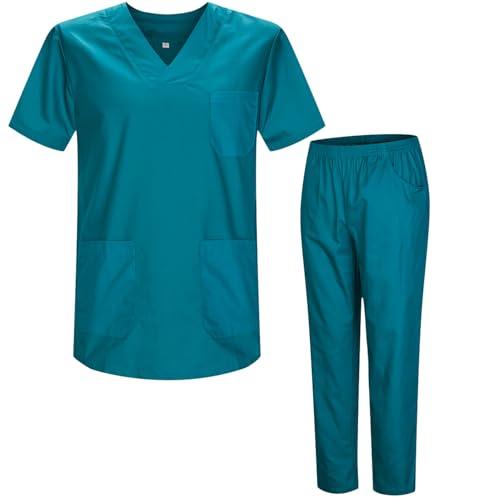 MISEMIYA - Uniformi Unisex Set Camice – Uniforme Medica con Maglia e Pantaloni Uniformi Mediche Camice Uniformi sanitarie - Ref.8178 - Small, Verde 3B 21