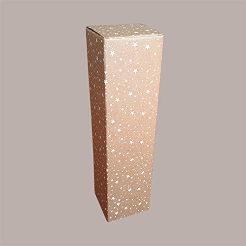 Lucgel Scatola Astuccio Porta 1 Bottiglia Magnum da 1,5 Lt in Cartoncino Avana Grafica Stelle Bianche 115x115H430m - 10 pezzi -