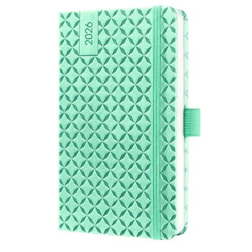 SIGEL J6126 Agenda settimanale Jolie 2026-1 anno - circa A6 - mint green - 2 pagine = 1 settimana - copertina rigida - 80 g/m² - verde menta - 174 p. - certificazione FSC