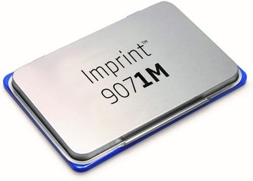 Trodat 9071M Imprint, Cuscinetto imbevuto di Inchiostro di Colore Blu a base acqua, per Timbri Manuali, per Formati Medio-Piccoli, Misura 90 x 50 mm, Struttura in Metallo e Plastica