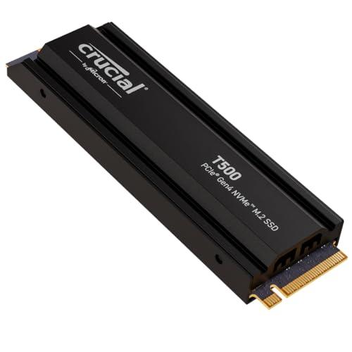 Crucial T500 SSD 1TB PCIe Gen4 NVMe M.2 PS5 SSD Interno Gaming con Dissipatore, Fino a 7300 MB/s, Compatibile PlayStation 5, TLC NAND, Notebook e PC Desktop - CT1000T500SSD5