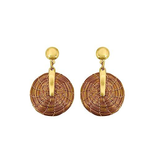 VERA NAVARRO - Orecchini Mandala in Oro Vegetale - Ø 20 mm - Cerchi Dorati - 100% Fatto a Mano Naturale - Bigiotteria Artigianale