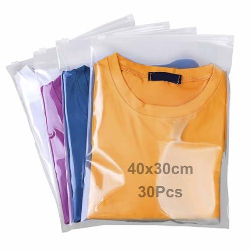 QISF 30 Pezzi Sacchetti Vestiti Viaggio con Zip, 30x40cm Impermeabili Sacchetti Plastica Richiudibili Multifunzione Sacchetti Viaggio organizer Borsa Buste per Indumenti,Biancheria Intima,Scarpe
