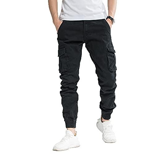 TONY BACKER Pantaloni Casual Uomo Pantaloni Cargo Pantalone Vintege G6551 (IT, Misura del girovita, 50, Regular, Regular, Nero)