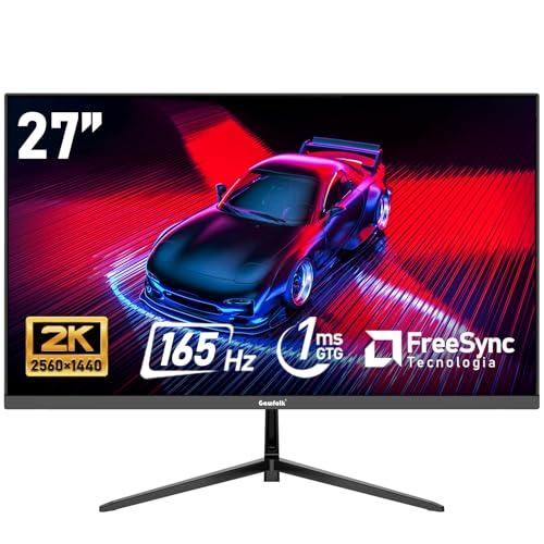 Gawfolk Monitor PC da 27 pollici, 2K WQHD (2560 × 1440), monitor da gioco 165Hz, 1ms senza bordi, 98% sRGB, 178 ° grandangolo, HDMI, DisplayPort, compatibile con 100 * 100mm montaggio a parete - Nero