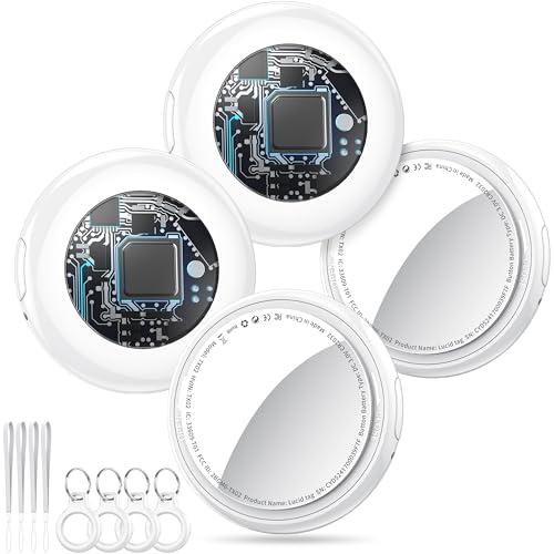 Smart Air Tracker Tags 4 Pezzi Bianco, Smart Tracker Localizzatore Funziona con Apple Dov'è App (solo iOS), Bluetooth Trova Oggetti e Chiavi/Bagagli/Portafogli/Valigia, Batteria Sostituibile