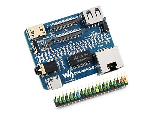 Nano Base Scheda(B) per Raspberry Pi Compute Module 4, Stesse Dimensioni di CM4, con Presa CM4 Standard, RPi 40PIN GPIO, Gigabit Ethernet, USB 2.0, DSI, CSI, HDMI, Jack Audio da 3.5mm ecc.